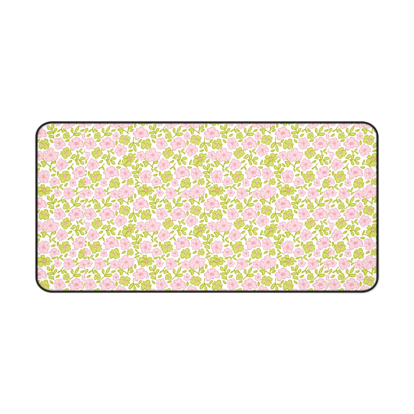 Floral Pastel Desk Mat — Pink & Sage Rose Pattern Mouse Pad