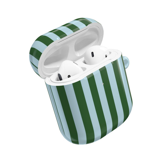 Striped Green AirPod Case – Retro Vertical Stripe Protective Cover