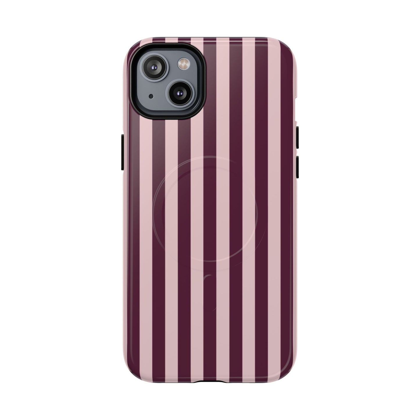 Burgundy & Pink Striped Magnetic Phone Case