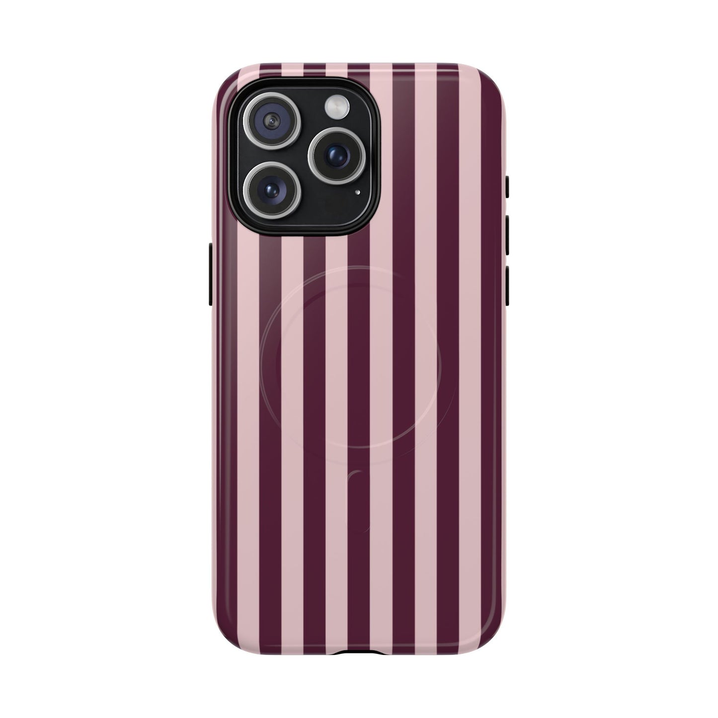 Burgundy & Pink Striped Magnetic Phone Case