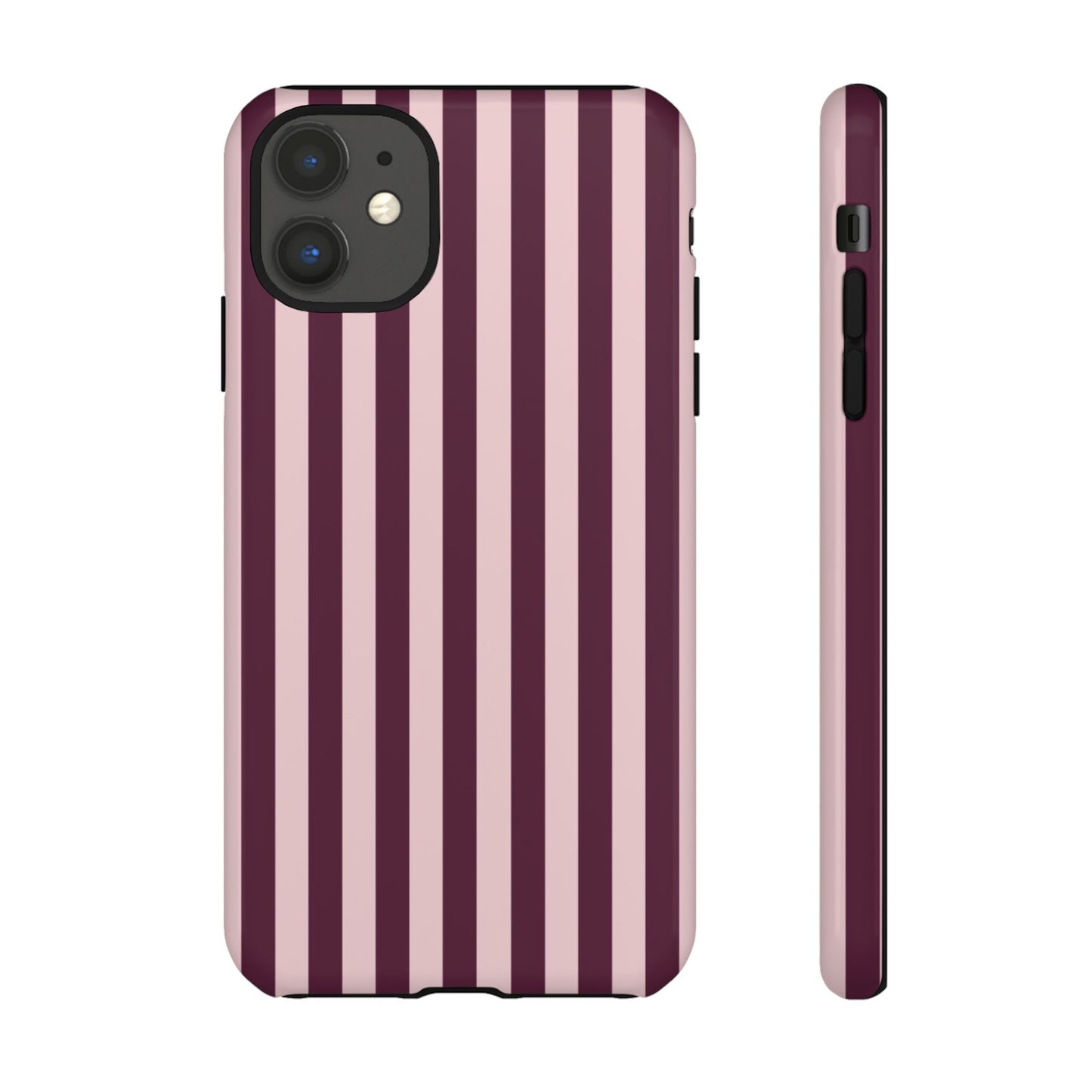 Pink & Burgundy Striped Tough Phone Case