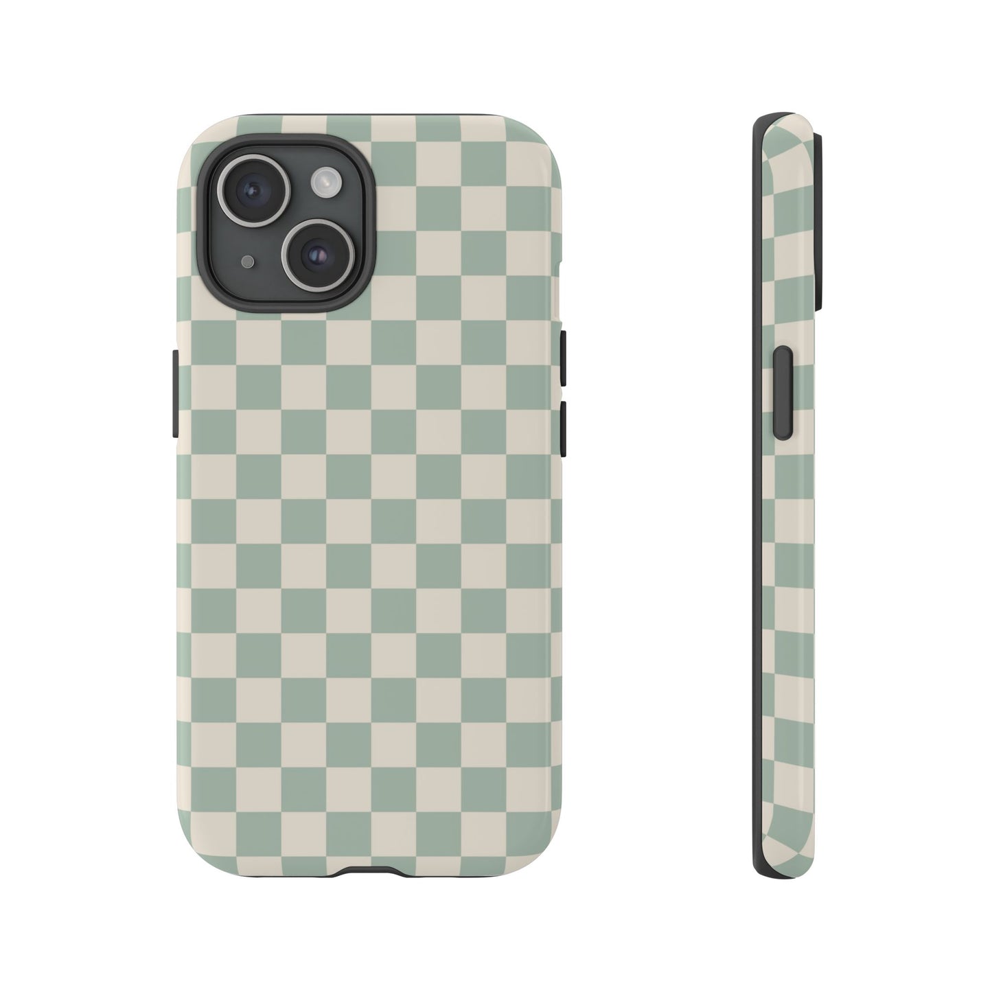 Sage Green & Beige Checkered Phone Case