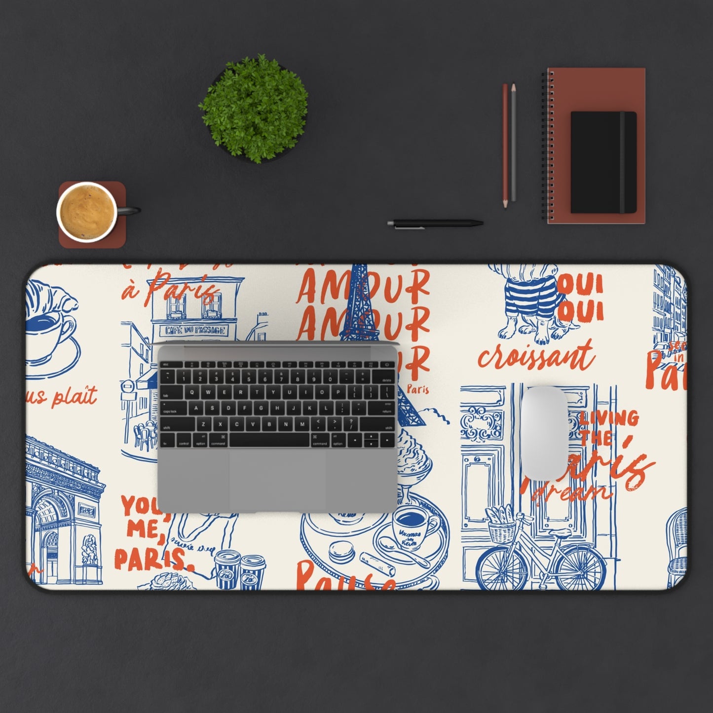 Paris Café Desk Mat — French Bistro Patterned Mouse Pad
