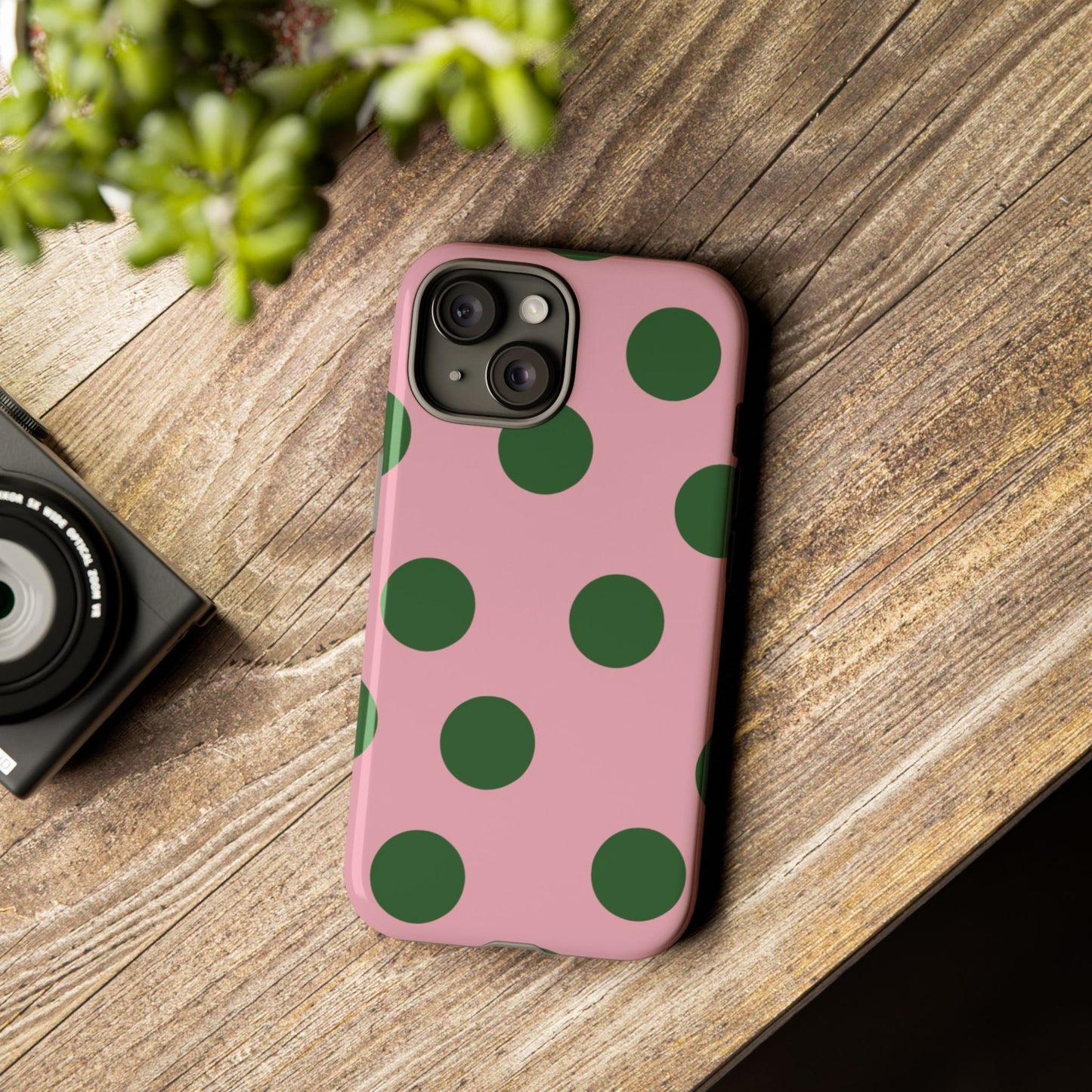 Pink & Green Polka Dot Tough Phone Case