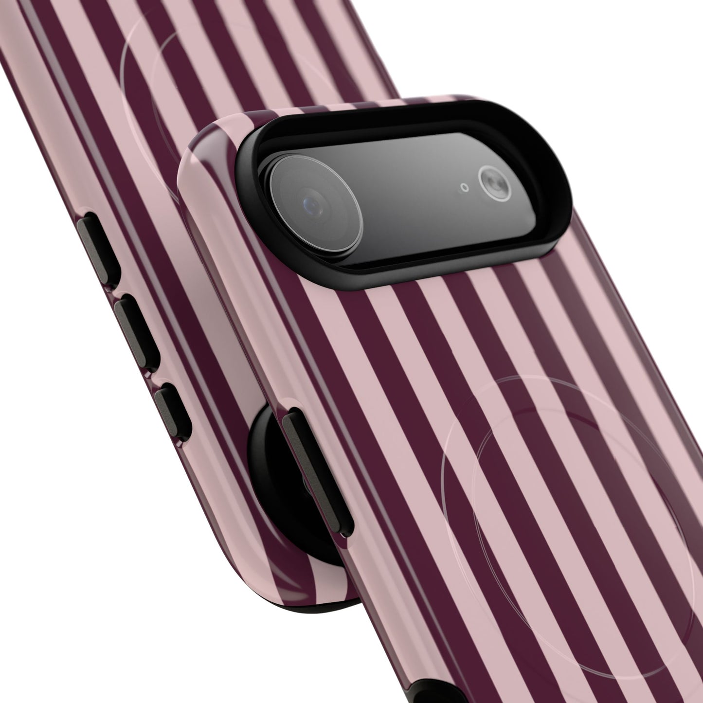Burgundy & Pink Striped Magnetic Phone Case