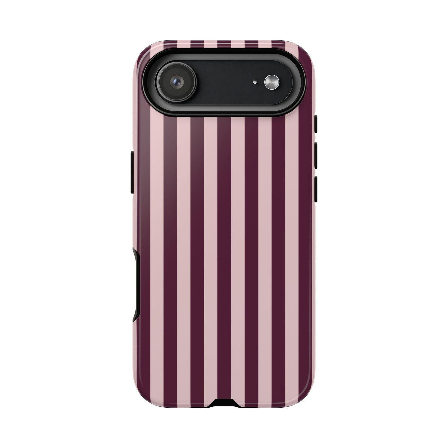 Pink & Burgundy Striped Tough Phone Case