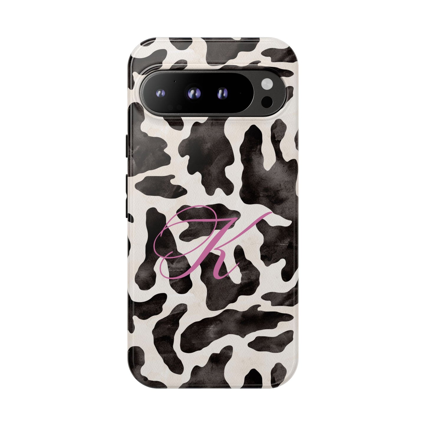Personalized Monogram Cow Print Tough Phone Case