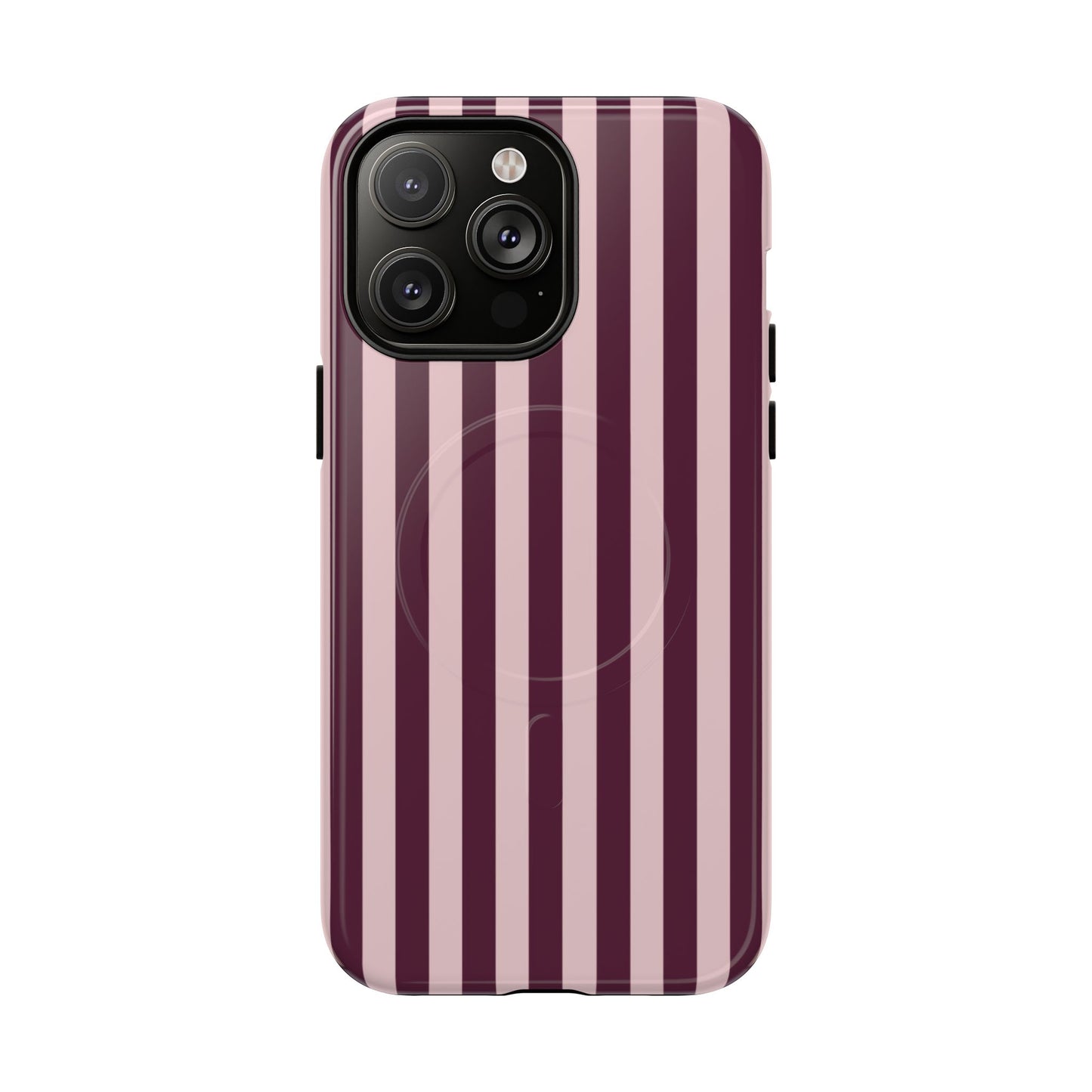 Burgundy & Pink Striped Magnetic Phone Case