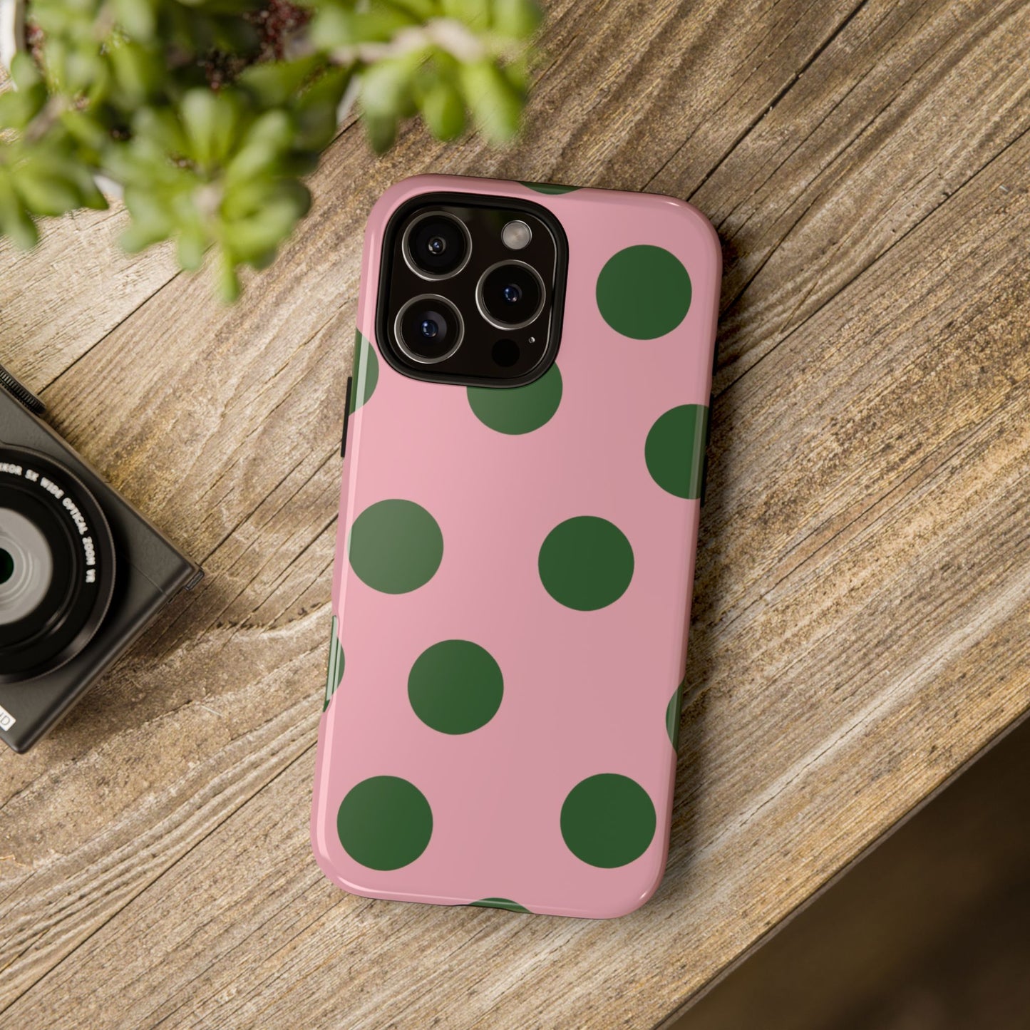 Pink & Green Polka Dot Tough Phone Case