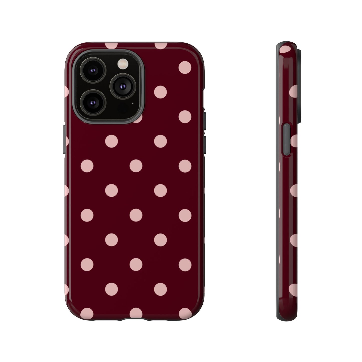 Burgundy & Blush Polka Dot Tough Phone Case