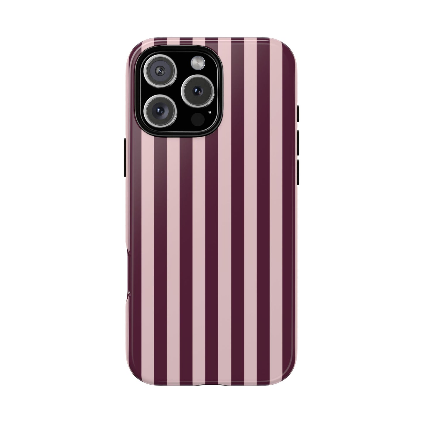 Pink & Burgundy Striped Tough Phone Case