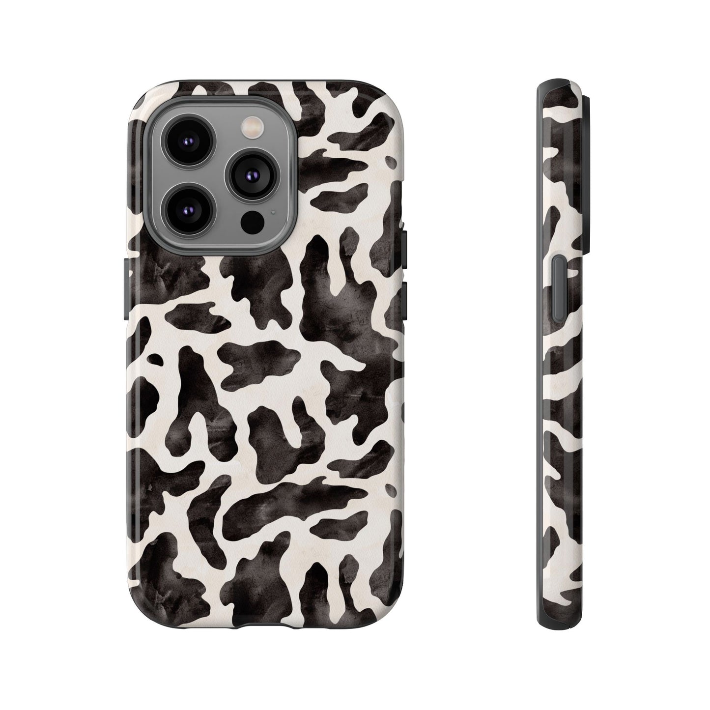 Black & White Cow Print Phone Case — Stylish Protective Tough Case