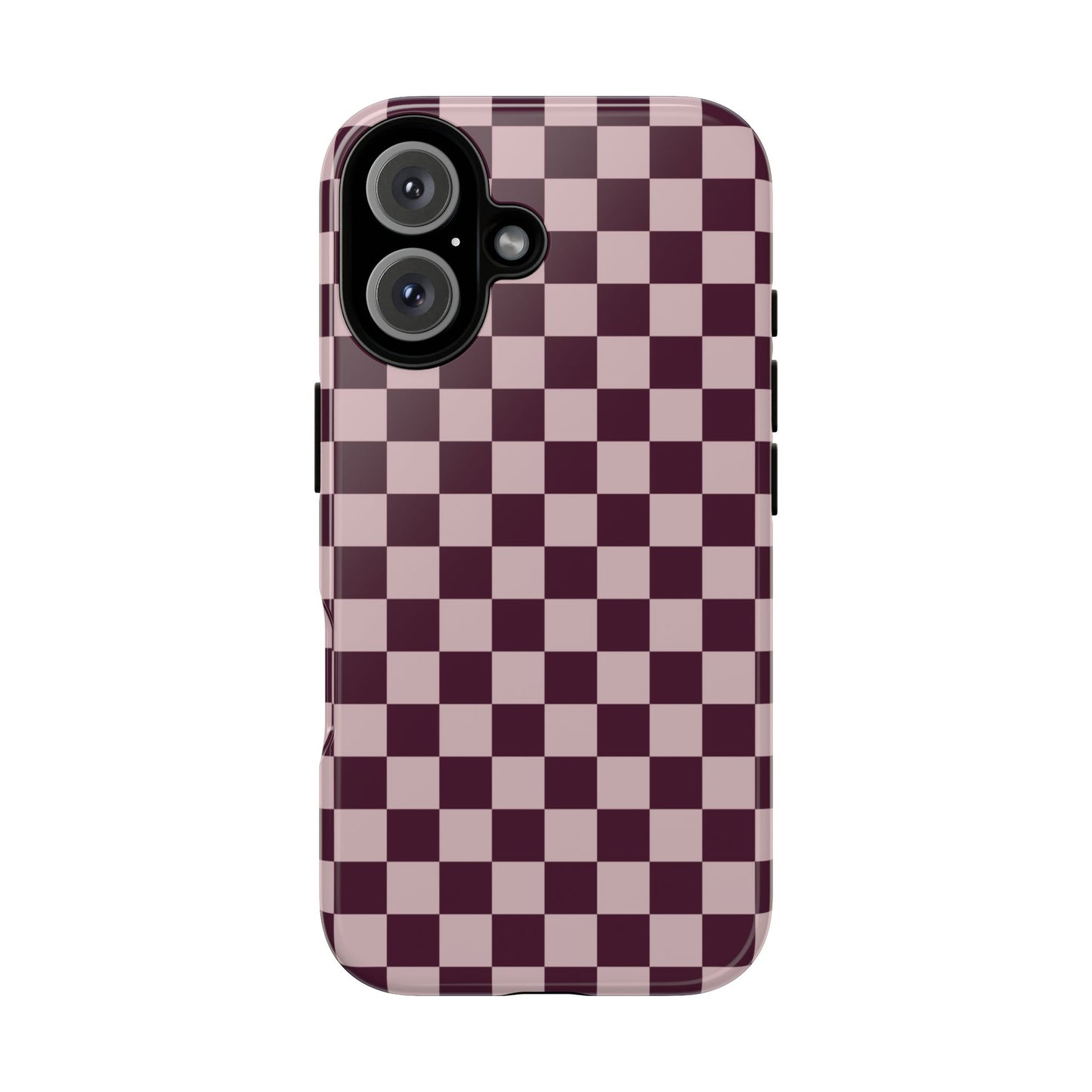 Burgundy & Pink Checkered Phone Case