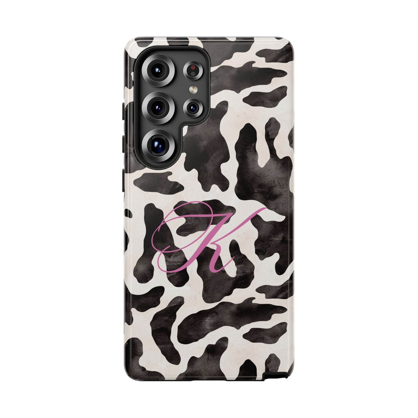 Personalized Monogram Cow Print Tough Phone Case