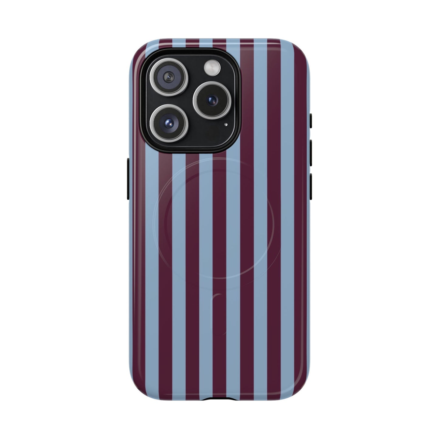 Burgundy & Blue Striped Magnetic Phone Case