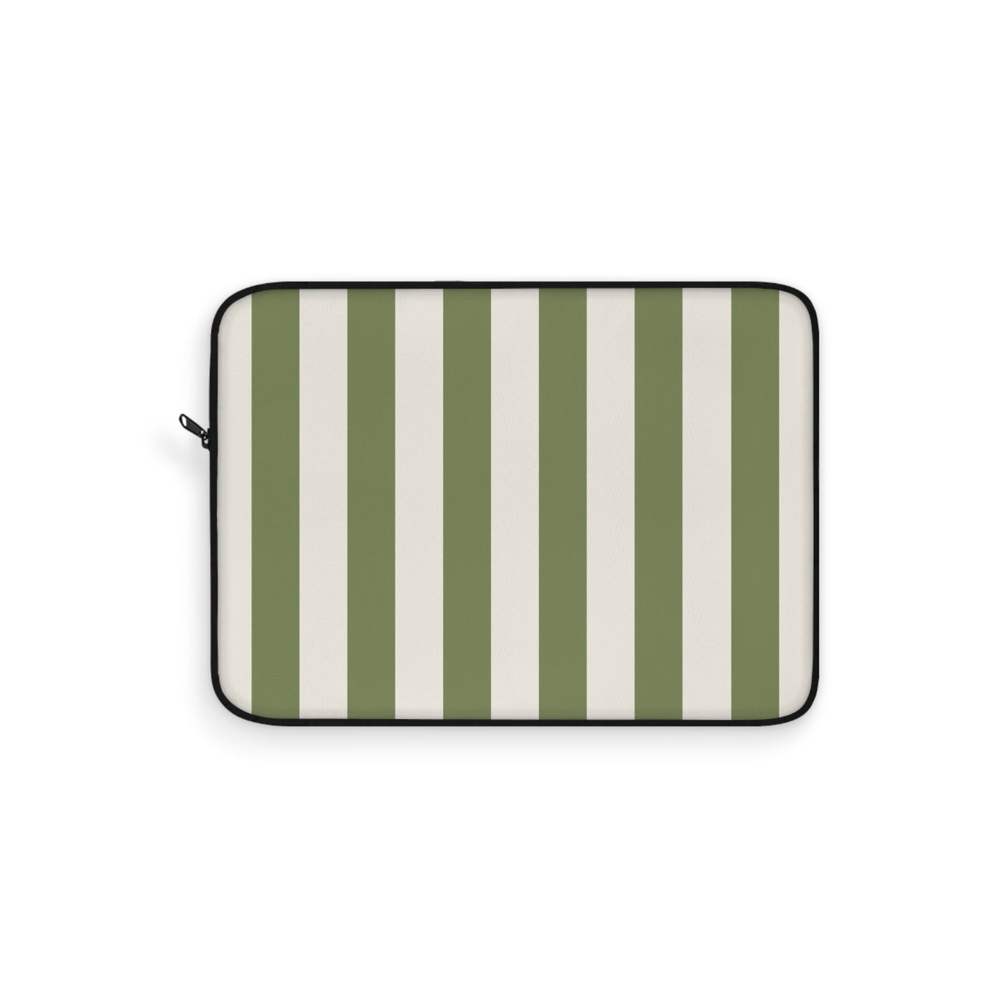 Green & Cream Vertical Stripe Laptop Sleeve — Classic Striped Protective Case