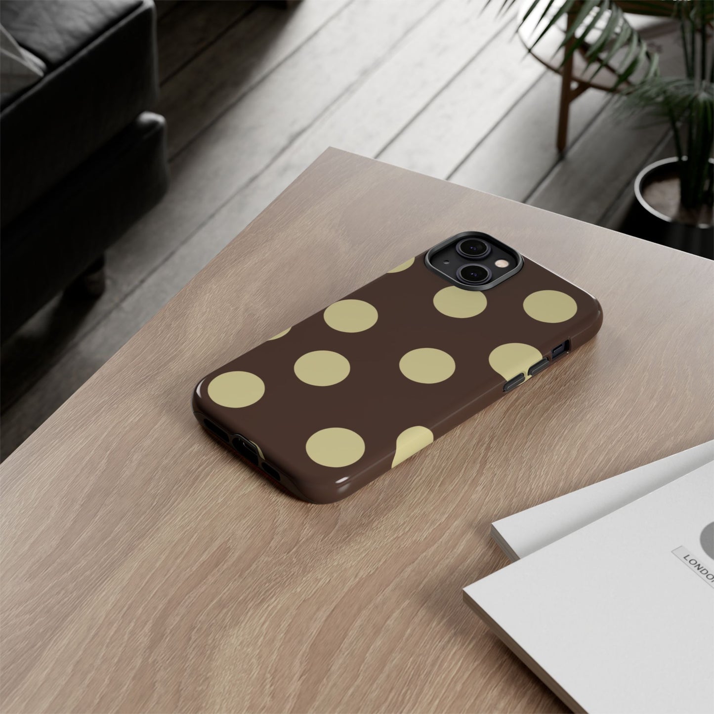 Brown & Butter Yellow Polka Dot Tough Phone Case