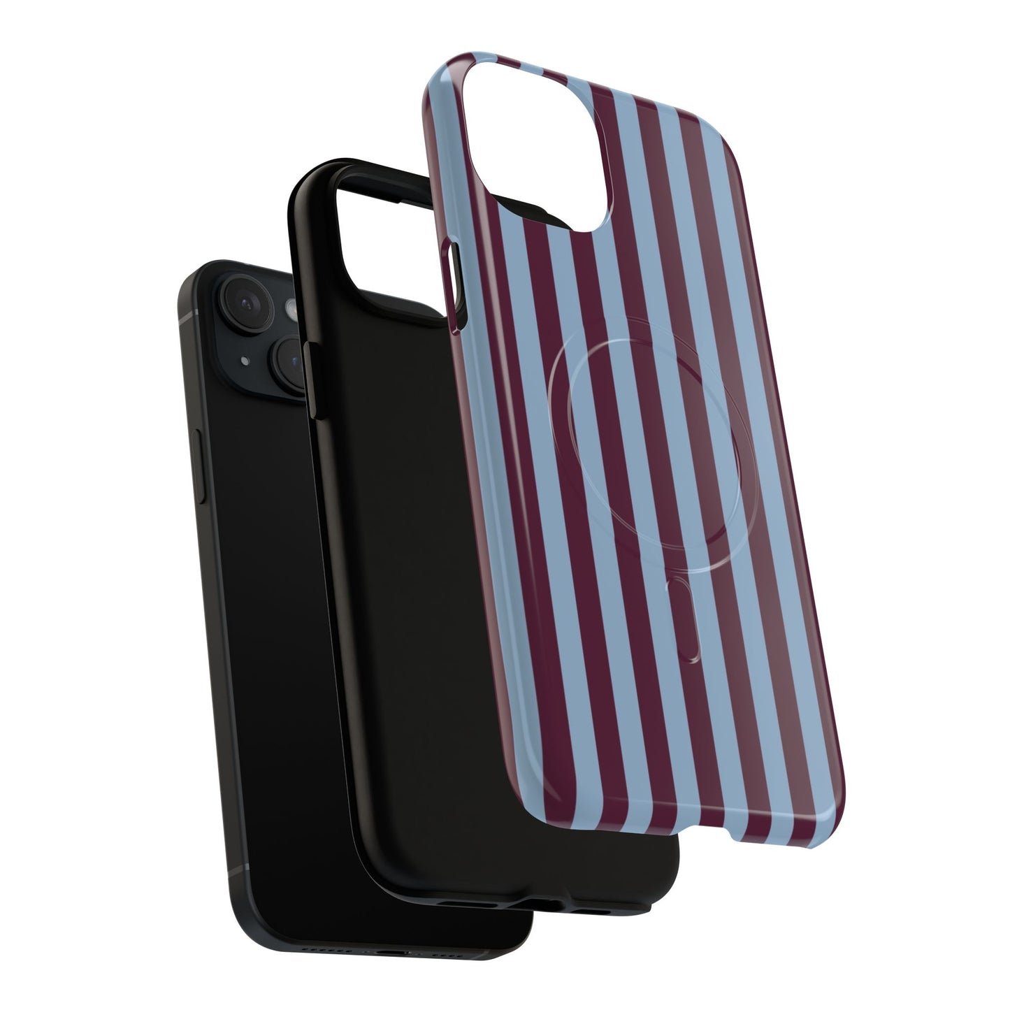 Burgundy & Blue Striped Magnetic Phone Case