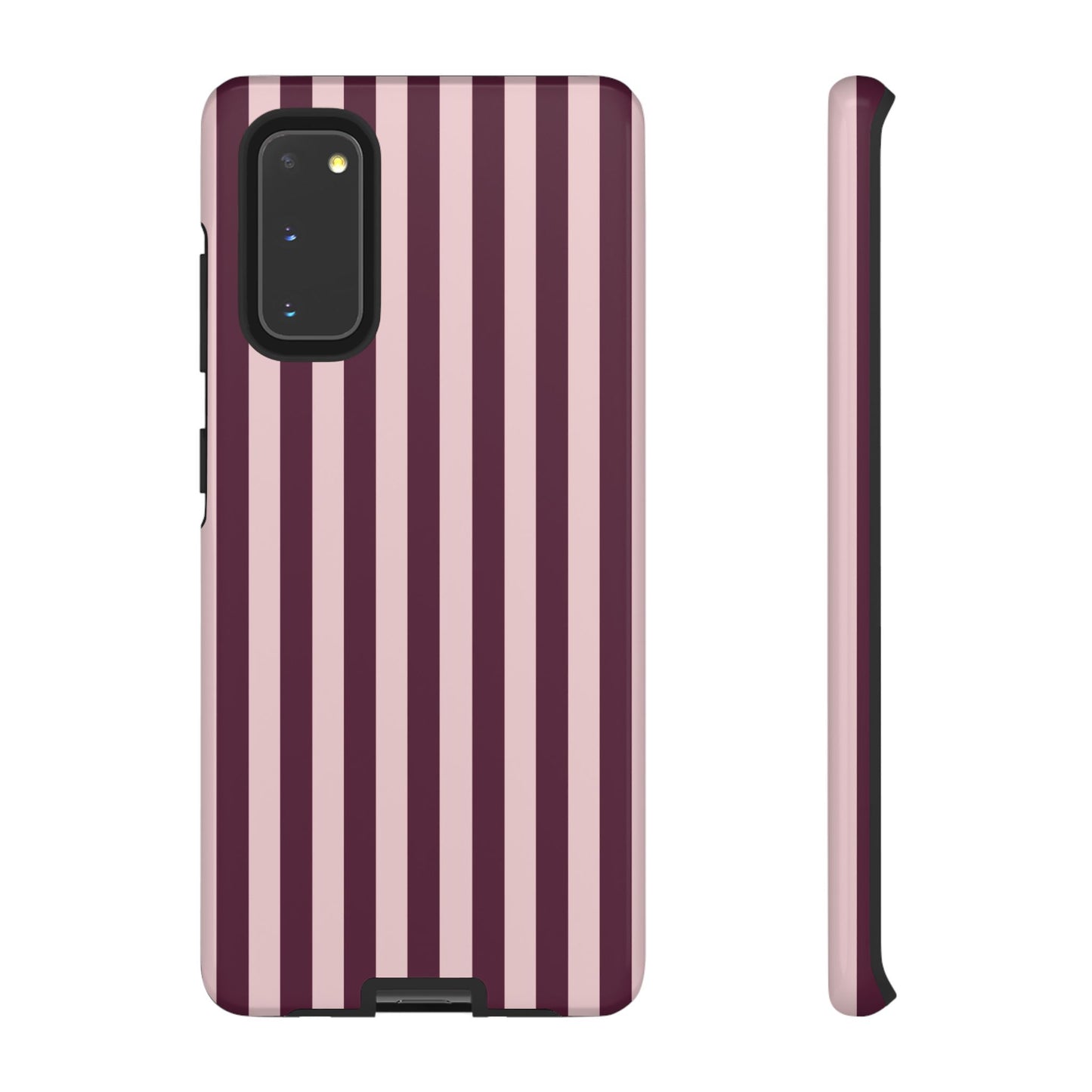 Pink & Burgundy Striped Tough Phone Case