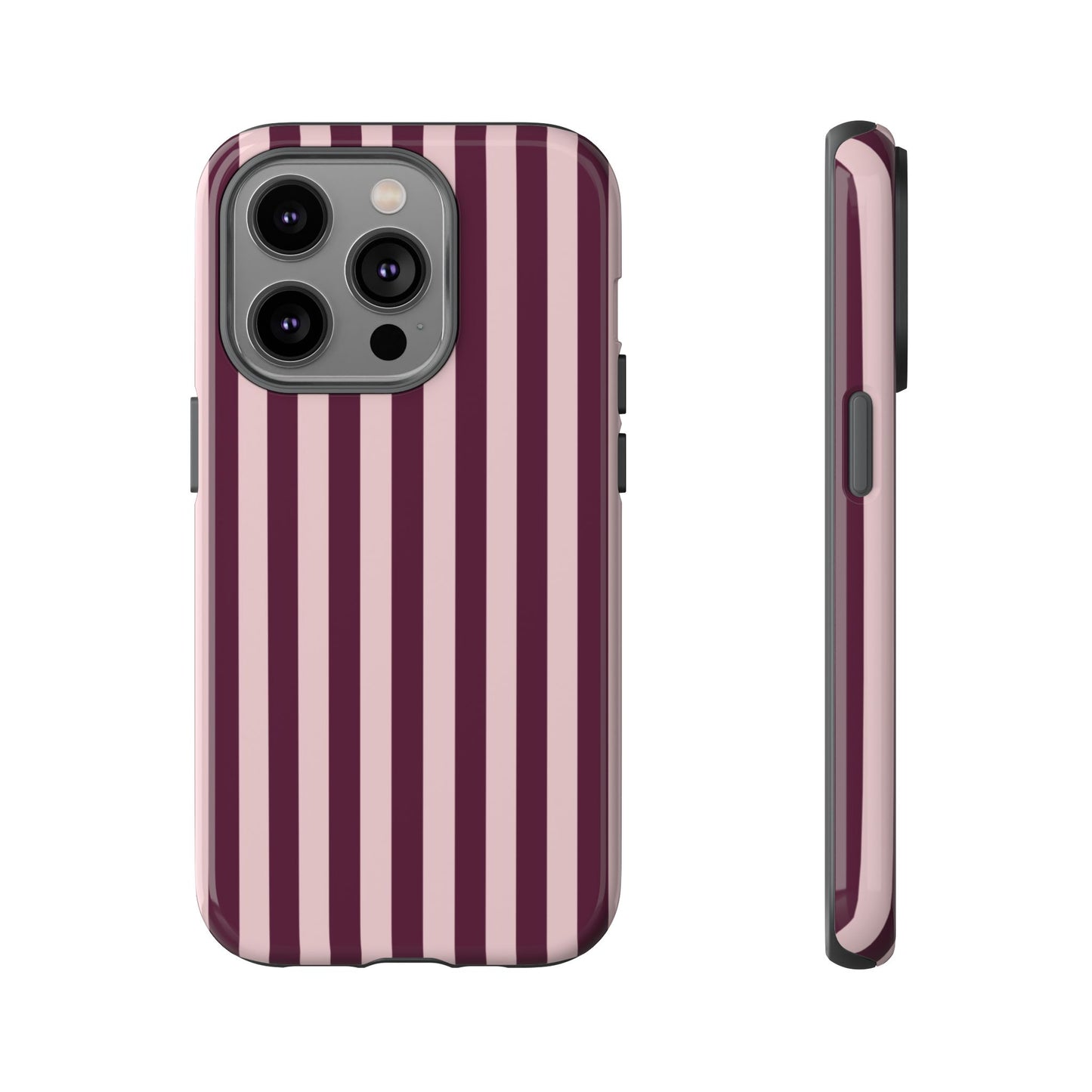 Pink & Burgundy Striped Tough Phone Case
