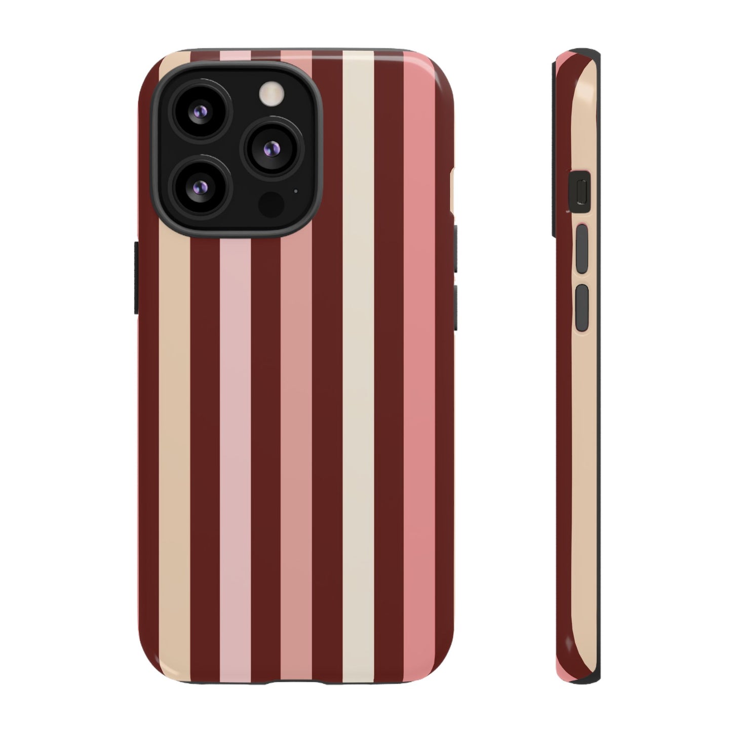 Burgundy Striped Tough Phone Case