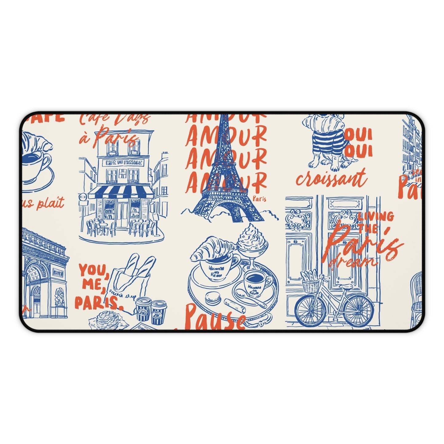 Paris Café Desk Mat — French Bistro Patterned Mouse Pad