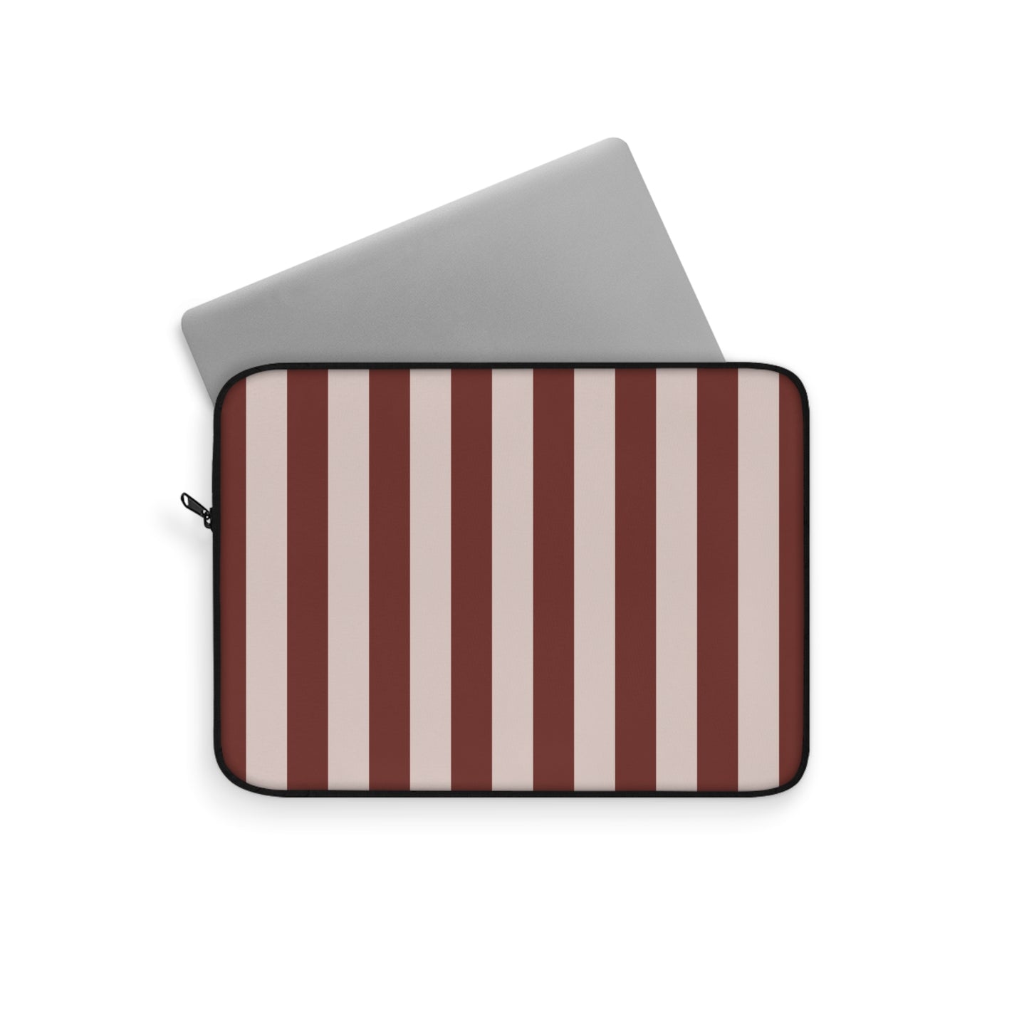 Striped Burgundy Laptop Sleeve — Minimalist Vertical Stripe Protective Case
