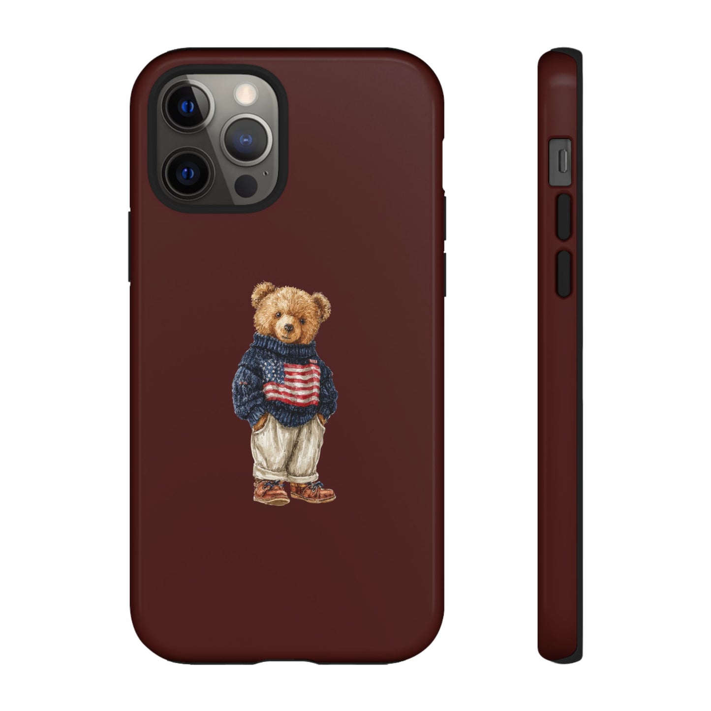 Teddy Bear in American Flag Sweater Tough Phone Case