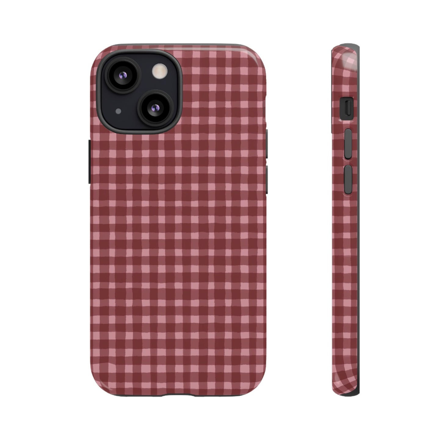 Gingham Burgundy Tough Phone Case