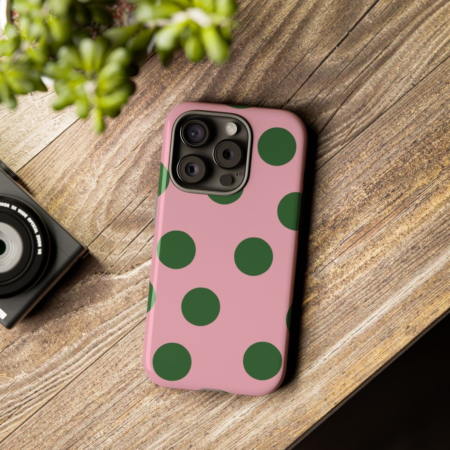 Pink & Green Polka Dot Tough Phone Case