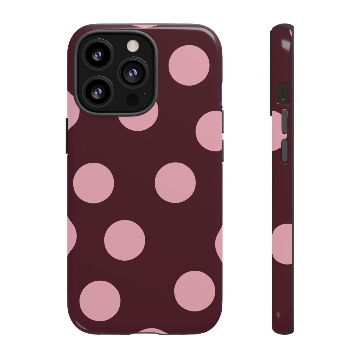 Burgundy & Pink Polka Dot Tough Phone Case