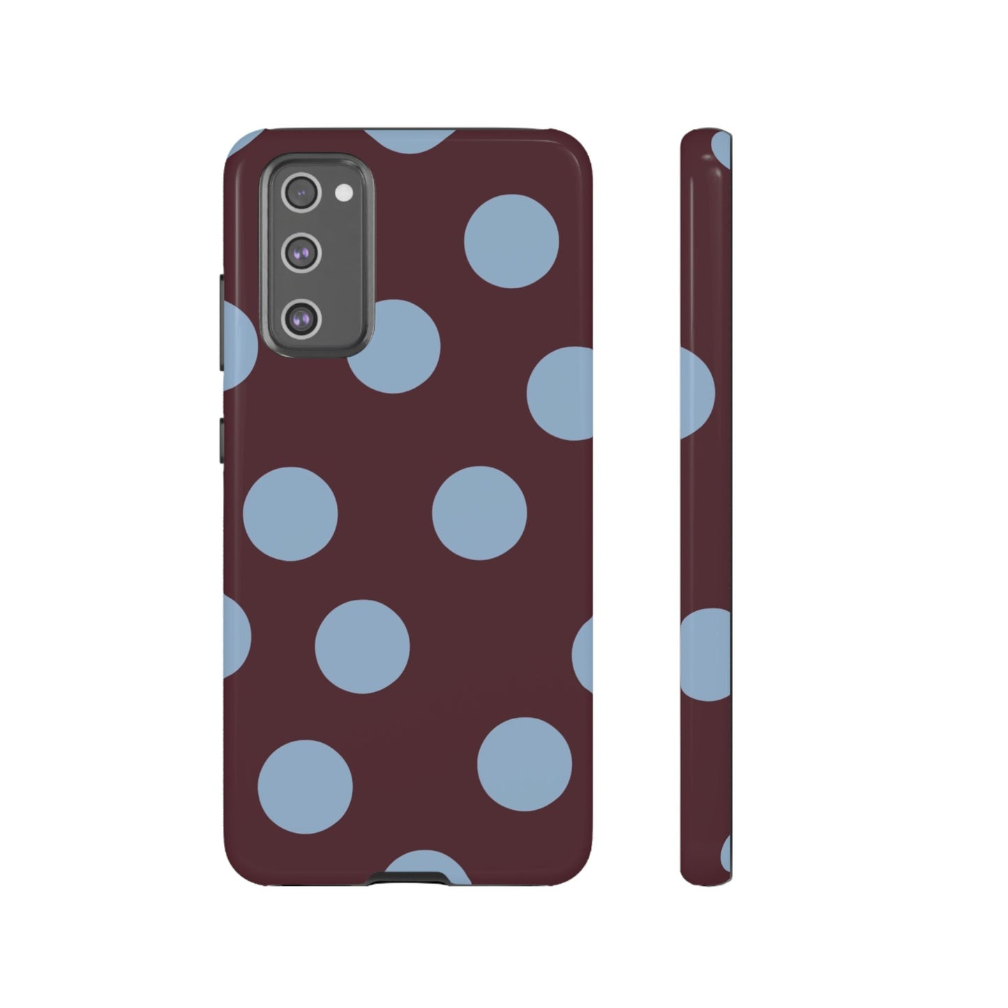 Polka Dot Phone Case — Maroon & Sky Blue Tough Protective Cover