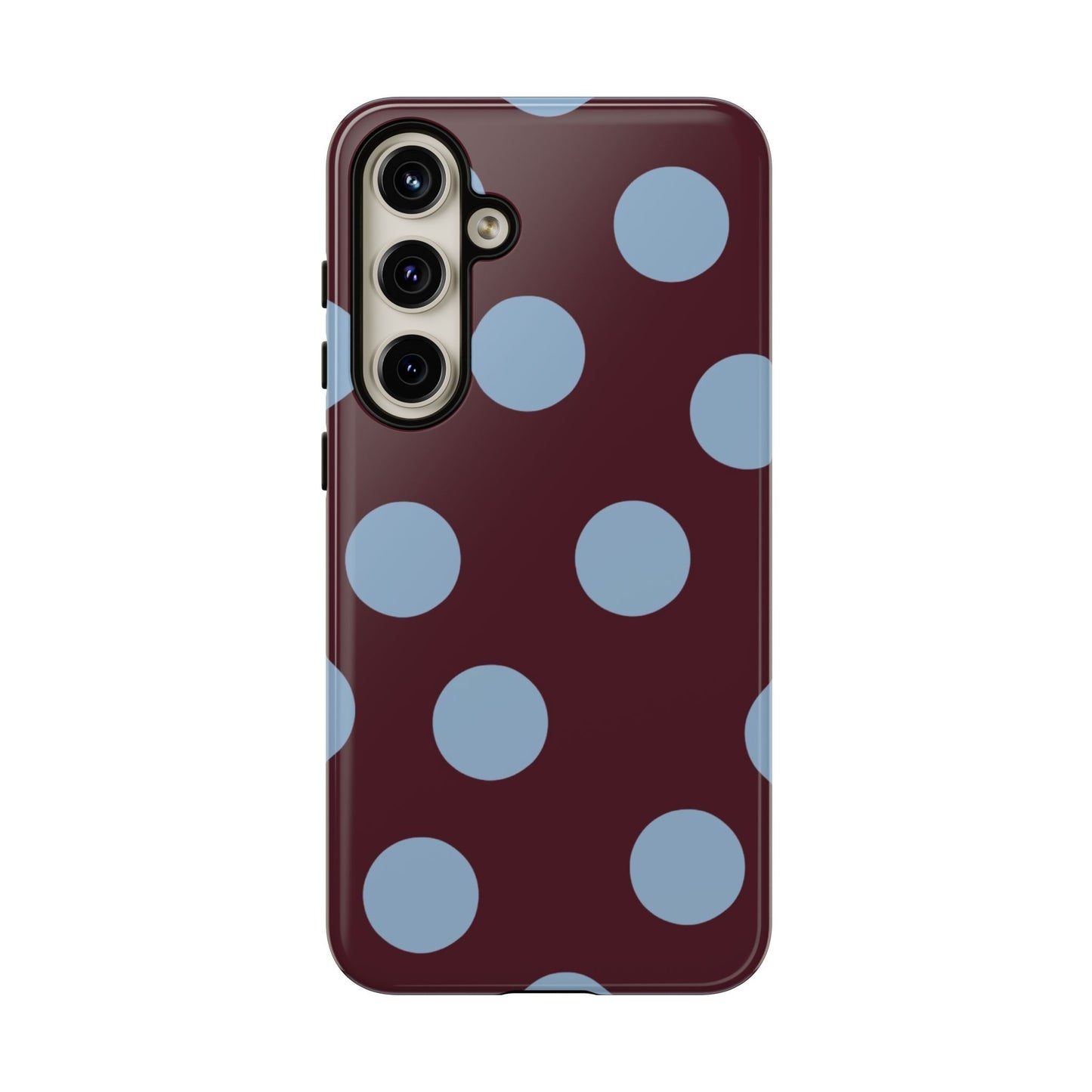 Polka Dot Phone Case — Maroon & Sky Blue Tough Protective Cover
