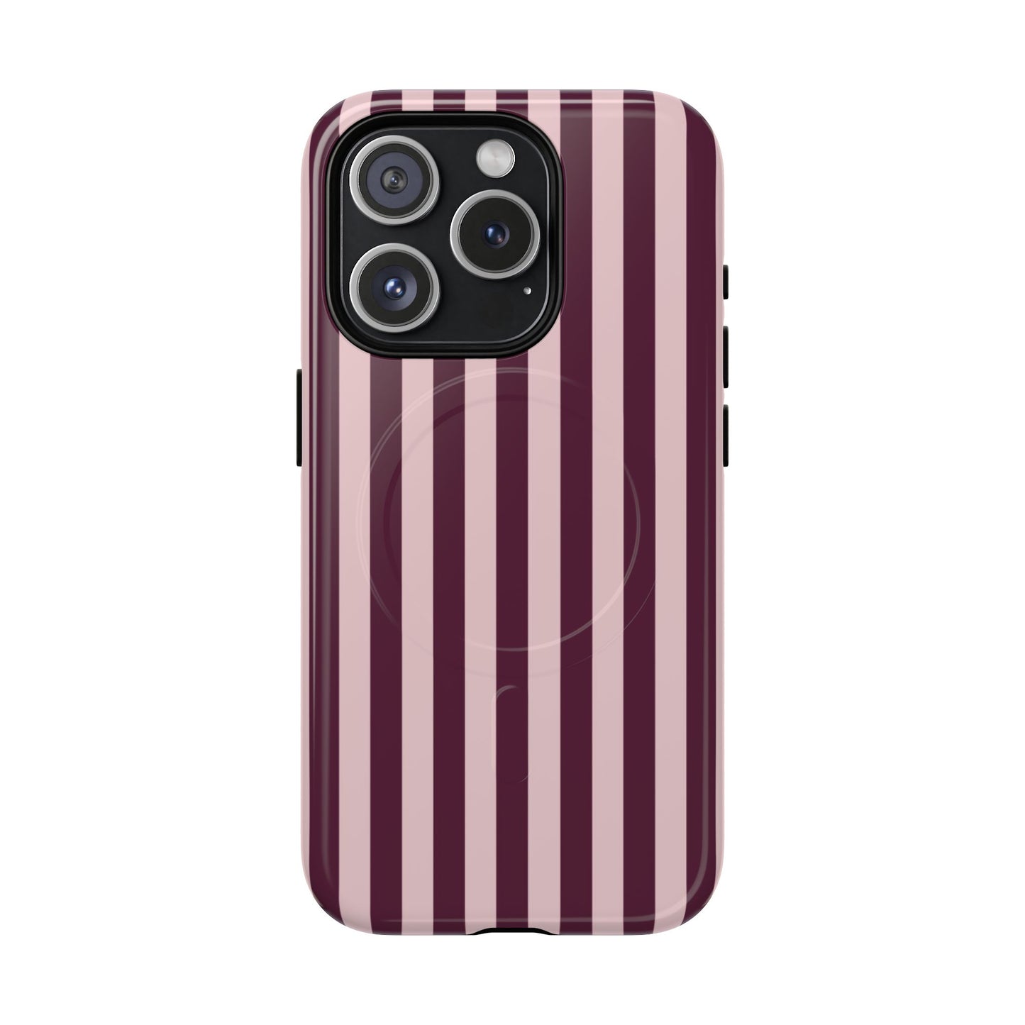 Burgundy & Pink Striped Magnetic Phone Case
