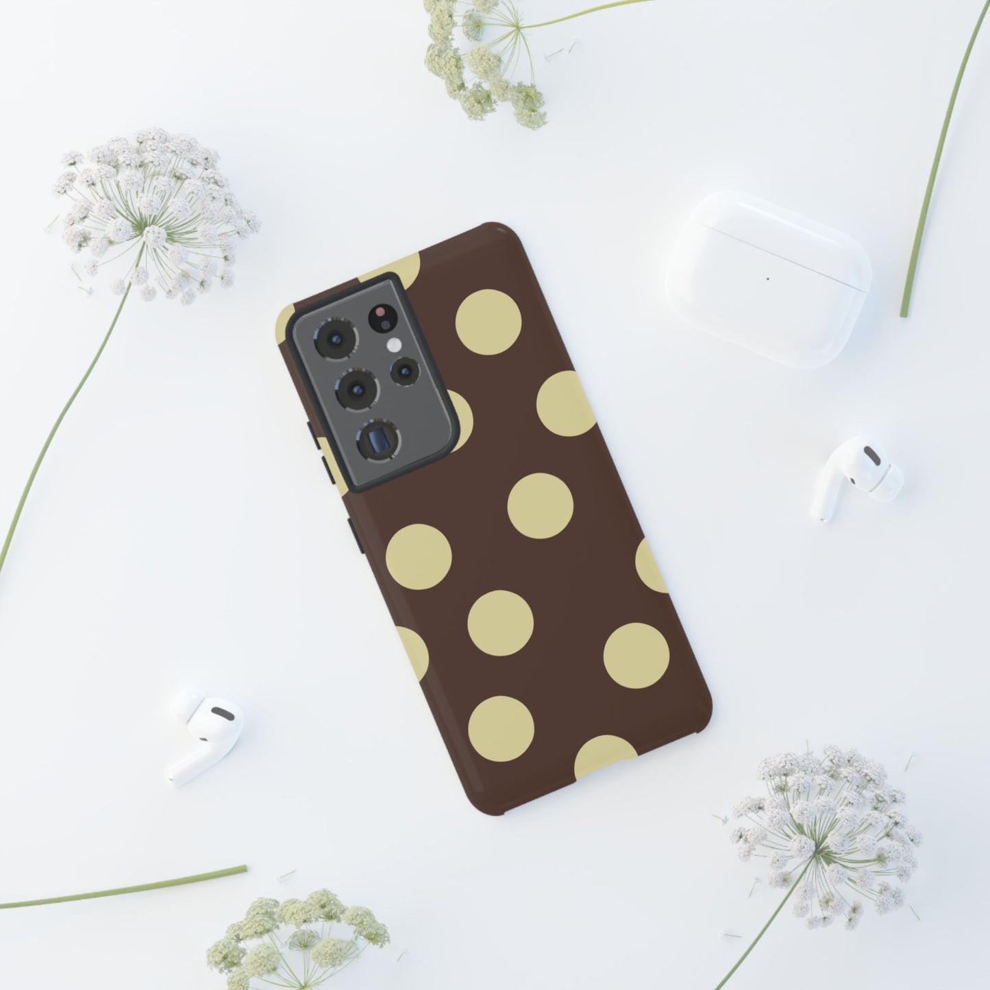 Brown & Butter Yellow Polka Dot Tough Phone Case