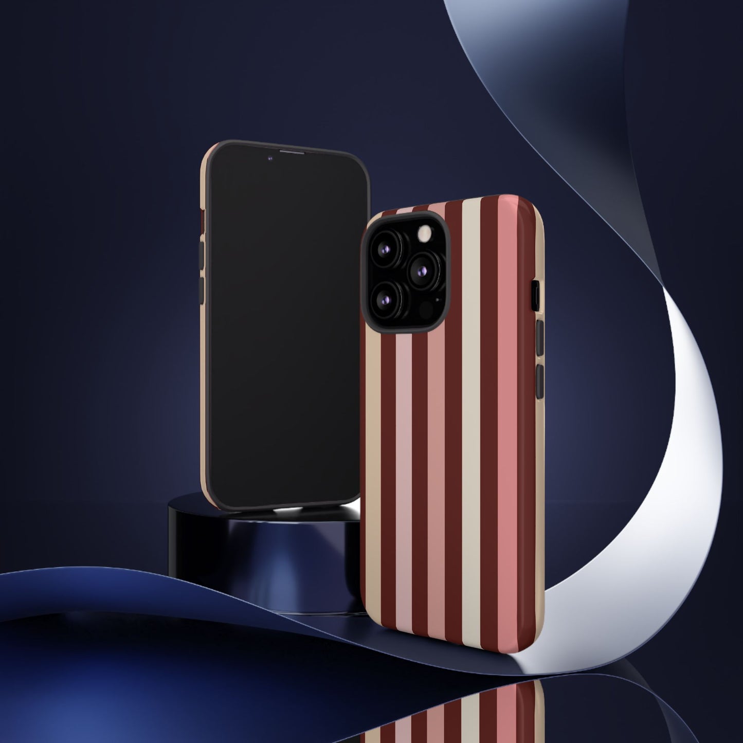 Burgundy Striped Tough Phone Case