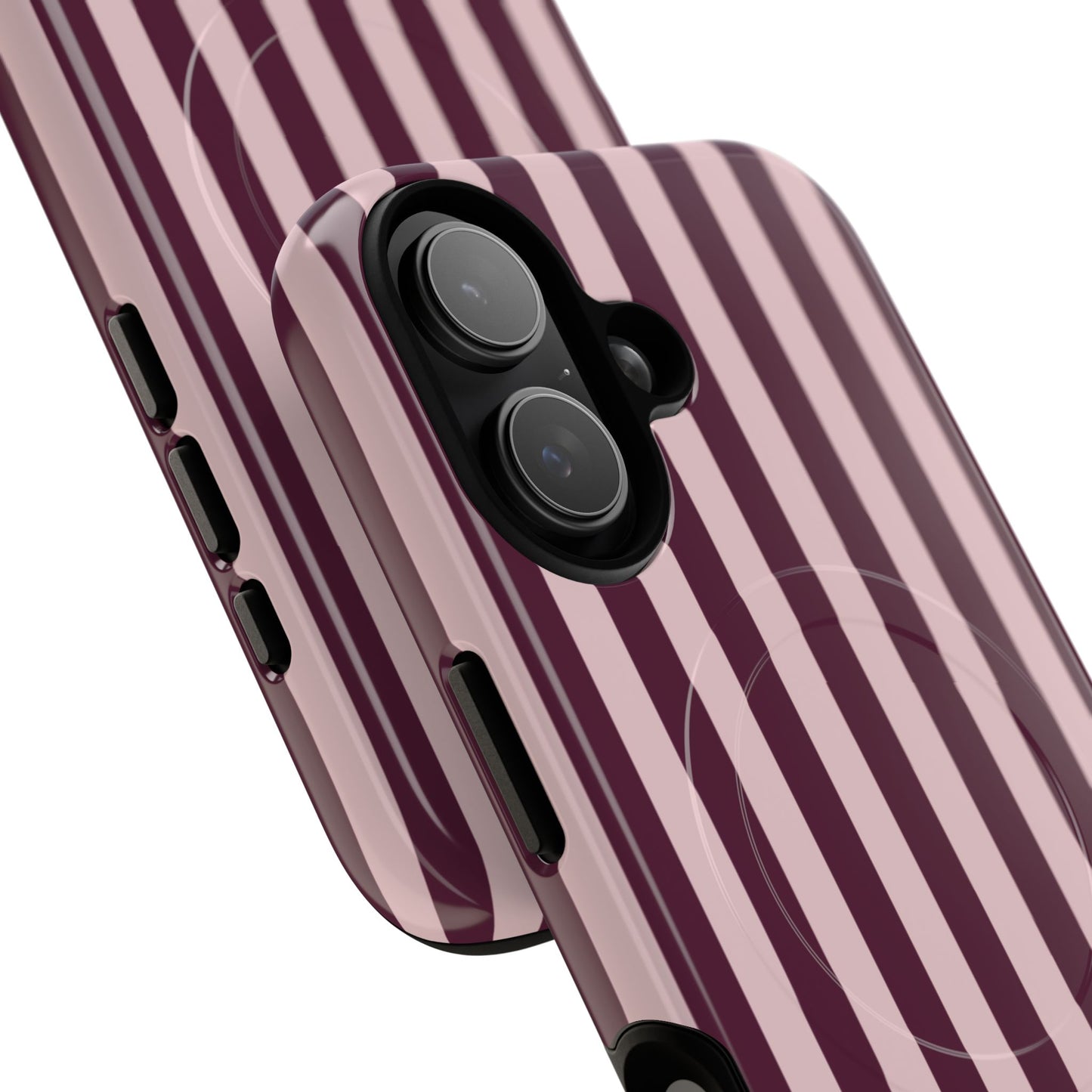 Burgundy & Pink Striped Magnetic Phone Case