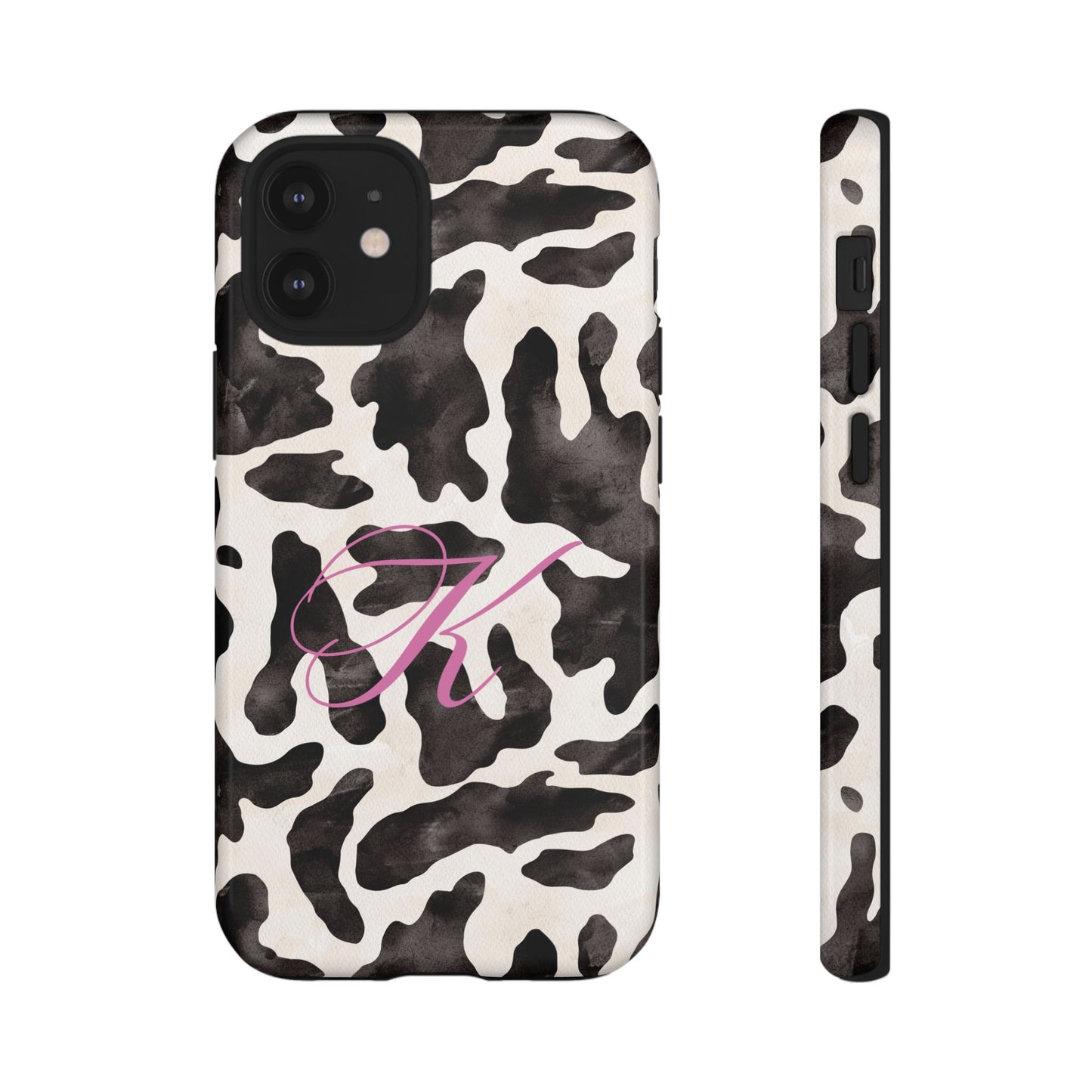 Personalized Monogram Cow Print Tough Phone Case