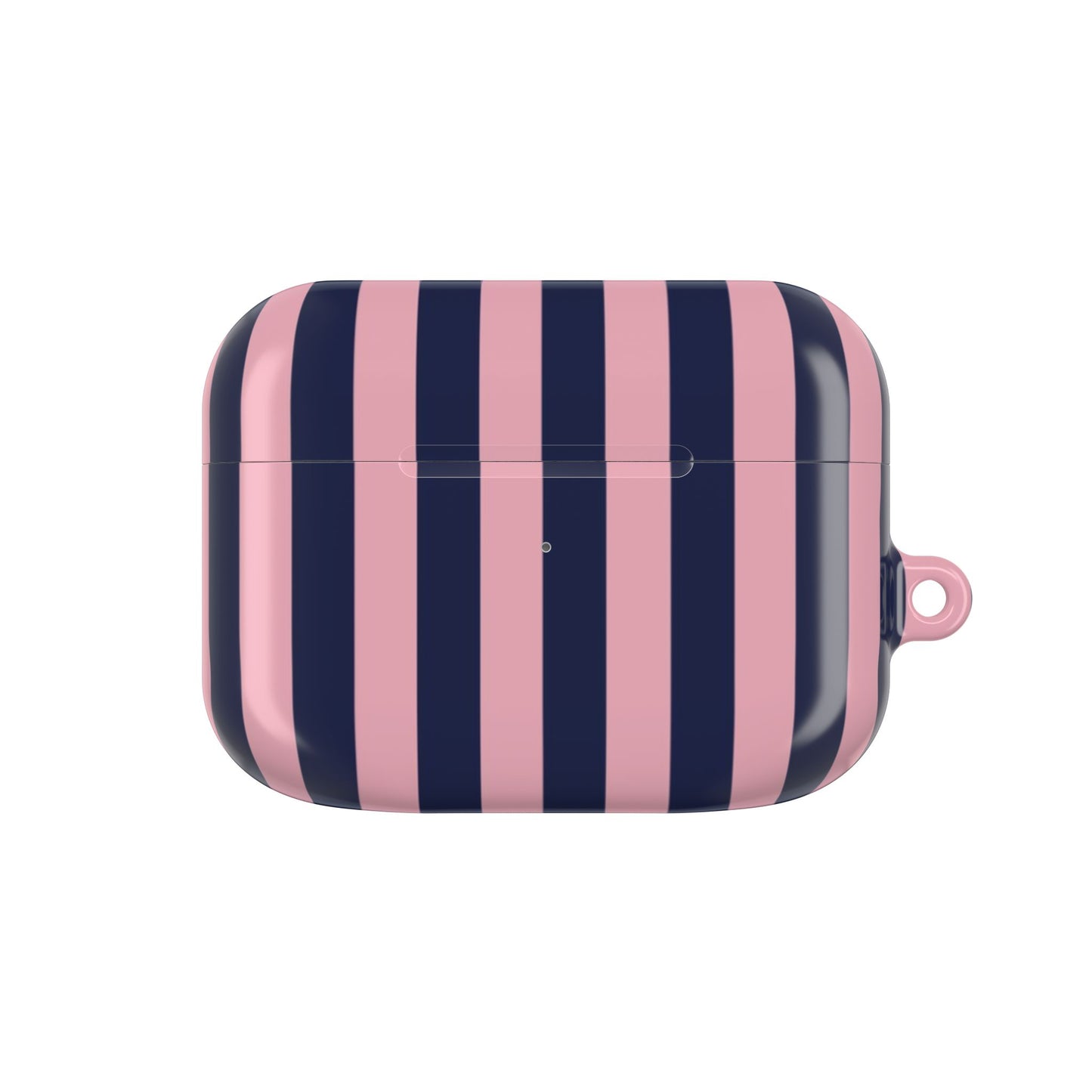 Pink & Navy Striped AirPod Case — Chic Protective Sleeve