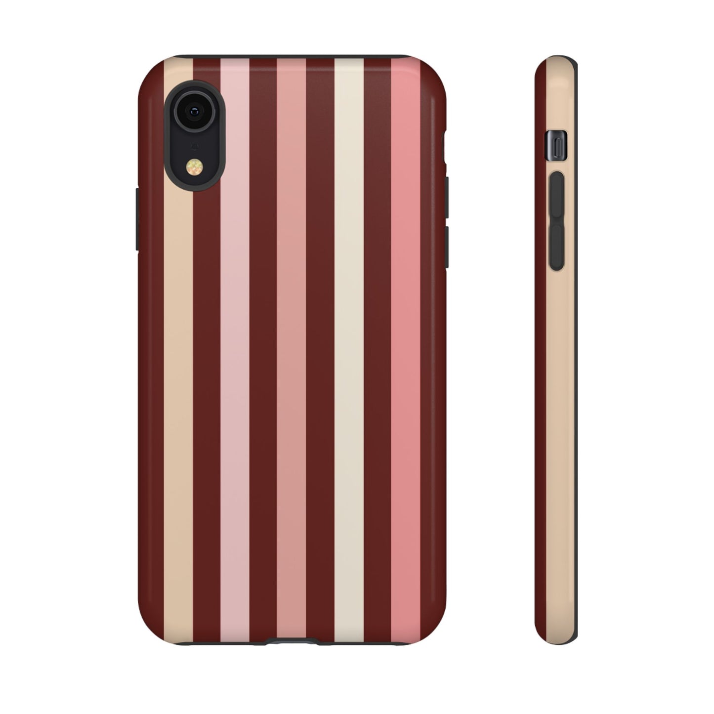 Burgundy Striped Tough Phone Case