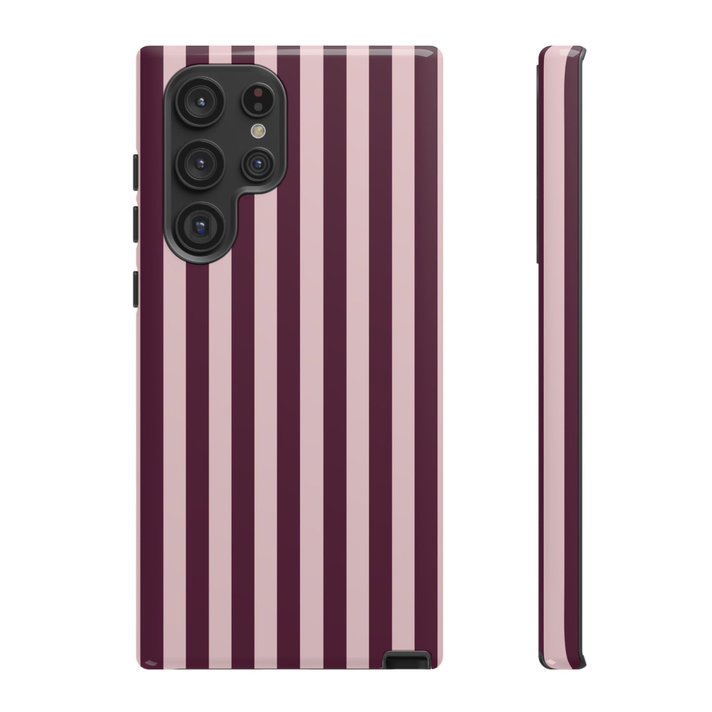 Pink & Burgundy Striped Tough Phone Case