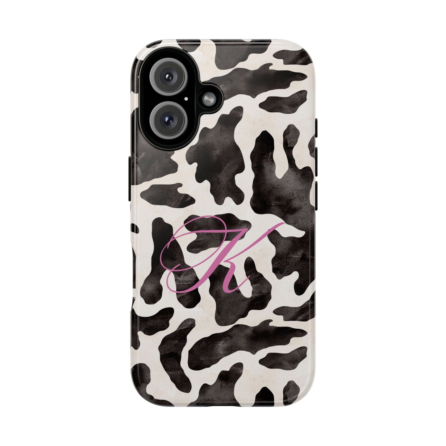 Personalized Monogram Cow Print Tough Phone Case
