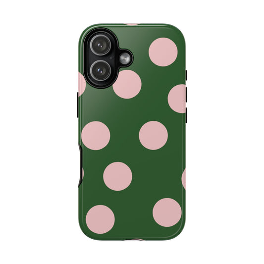 Pink & Green Polka Dot Tough Phone Case