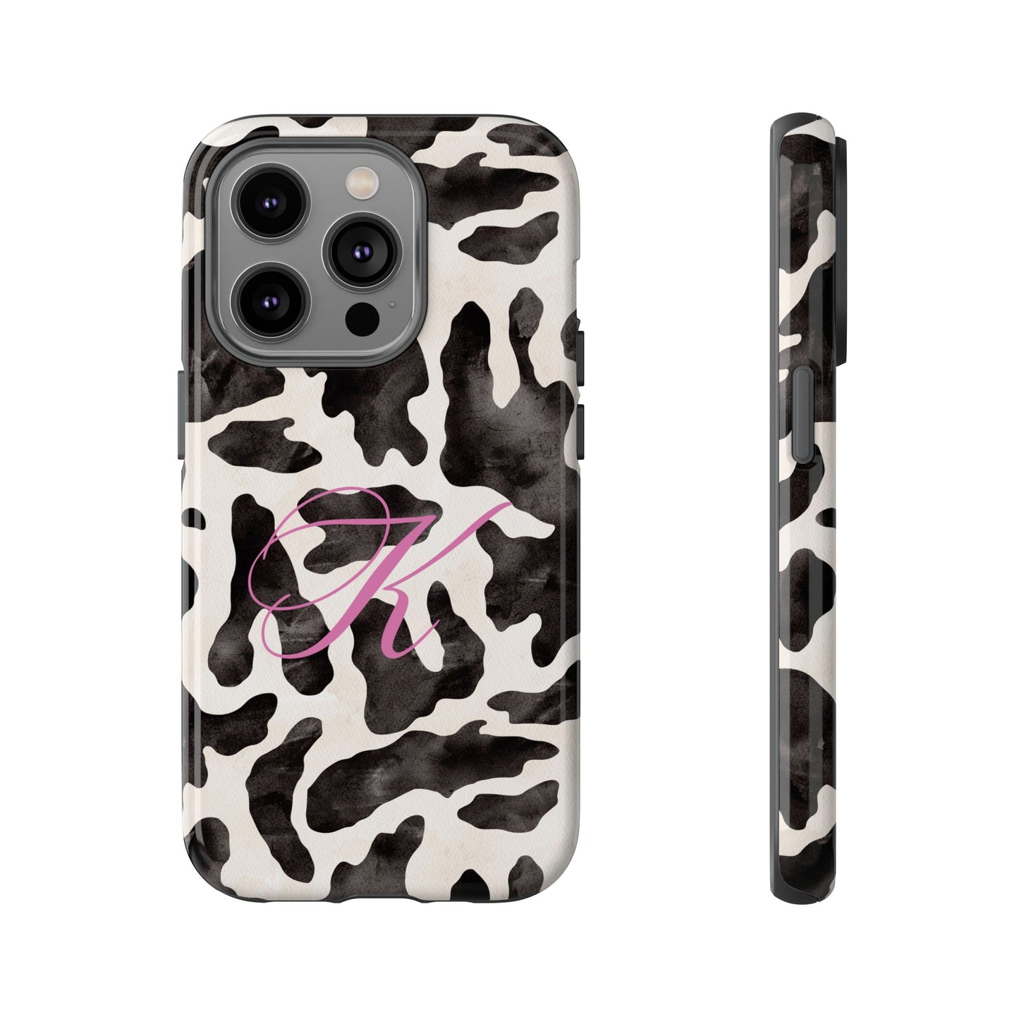 Personalized Monogram Cow Print Tough Phone Case