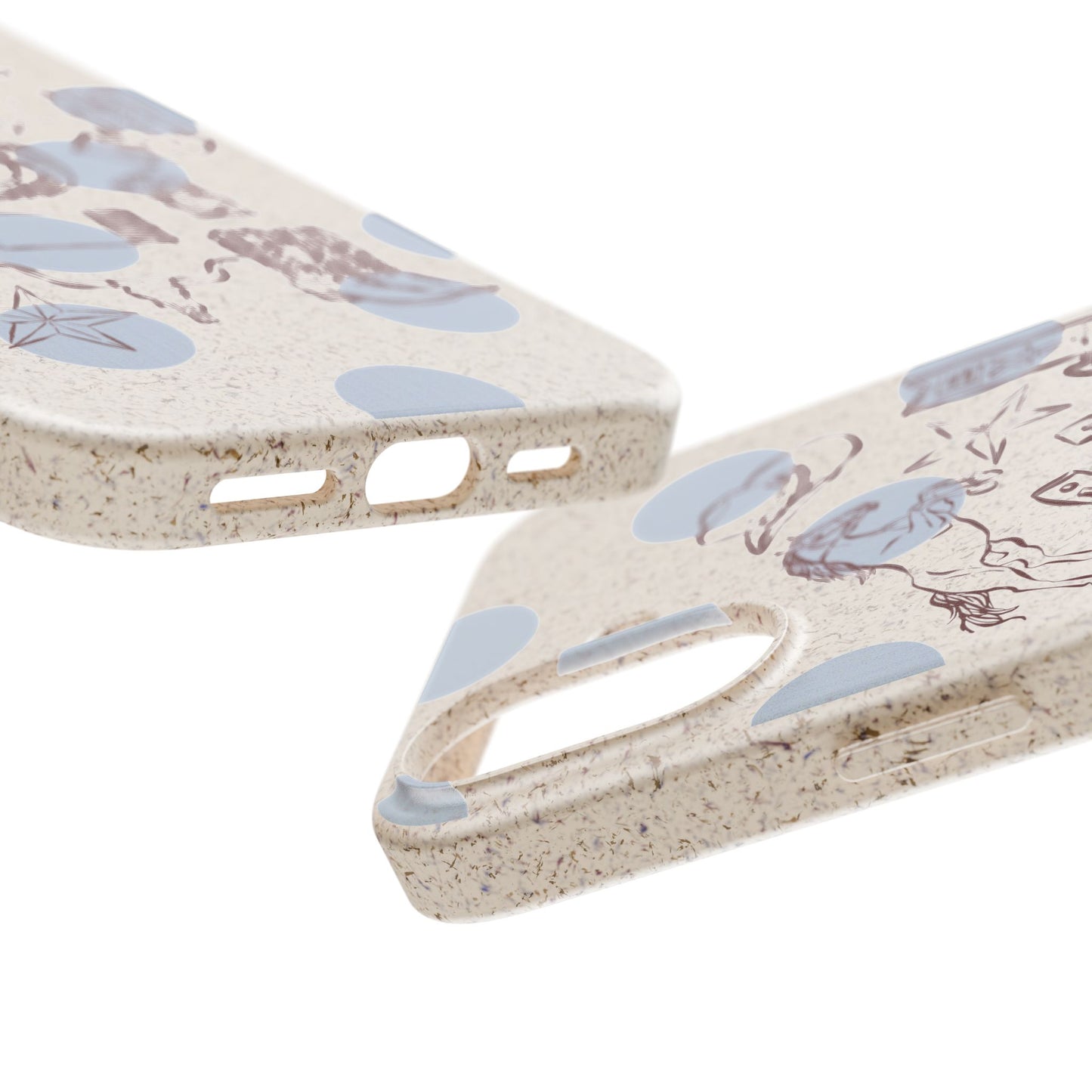 Biodegradable Phone Case — Western Cowgirl Sketches on Natural Speckled Eco Shell