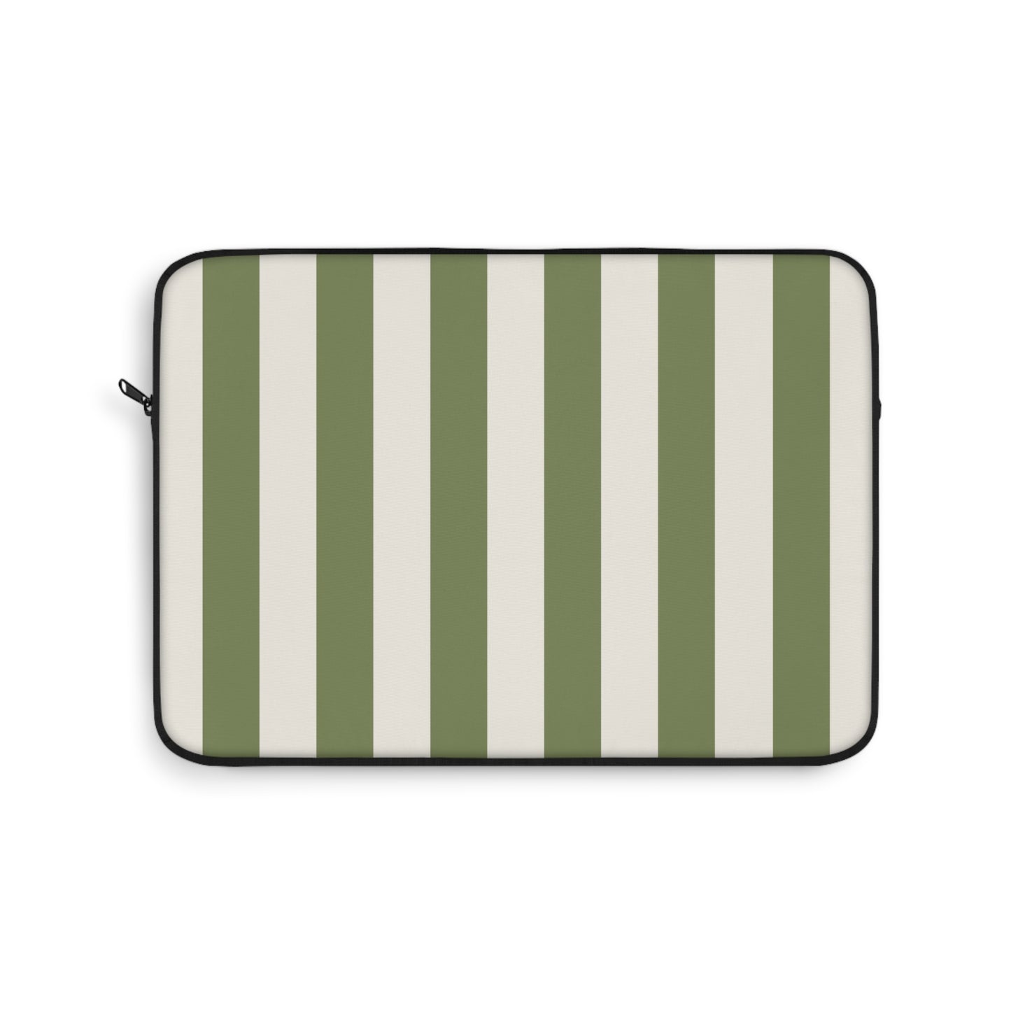 Green & Cream Vertical Stripe Laptop Sleeve — Classic Striped Protective Case