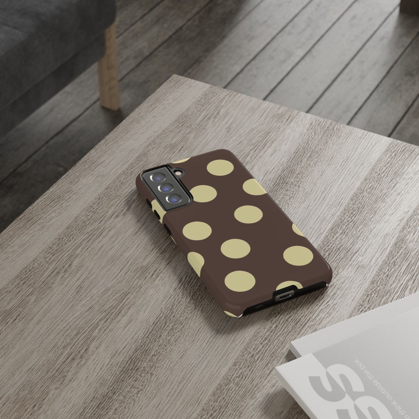 Brown & Butter Yellow Polka Dot Tough Phone Case