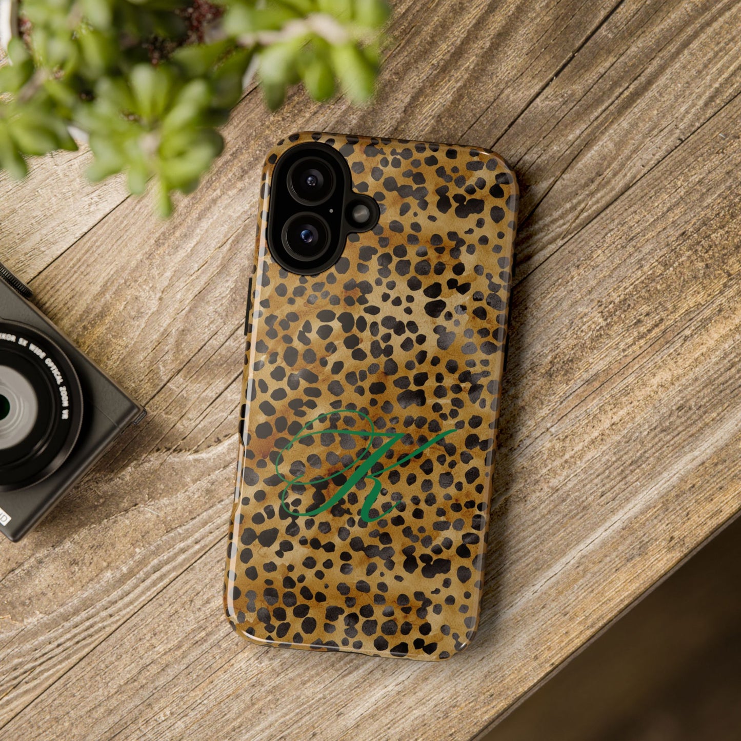 Personalized Initial Leopard Monogram Tough Case