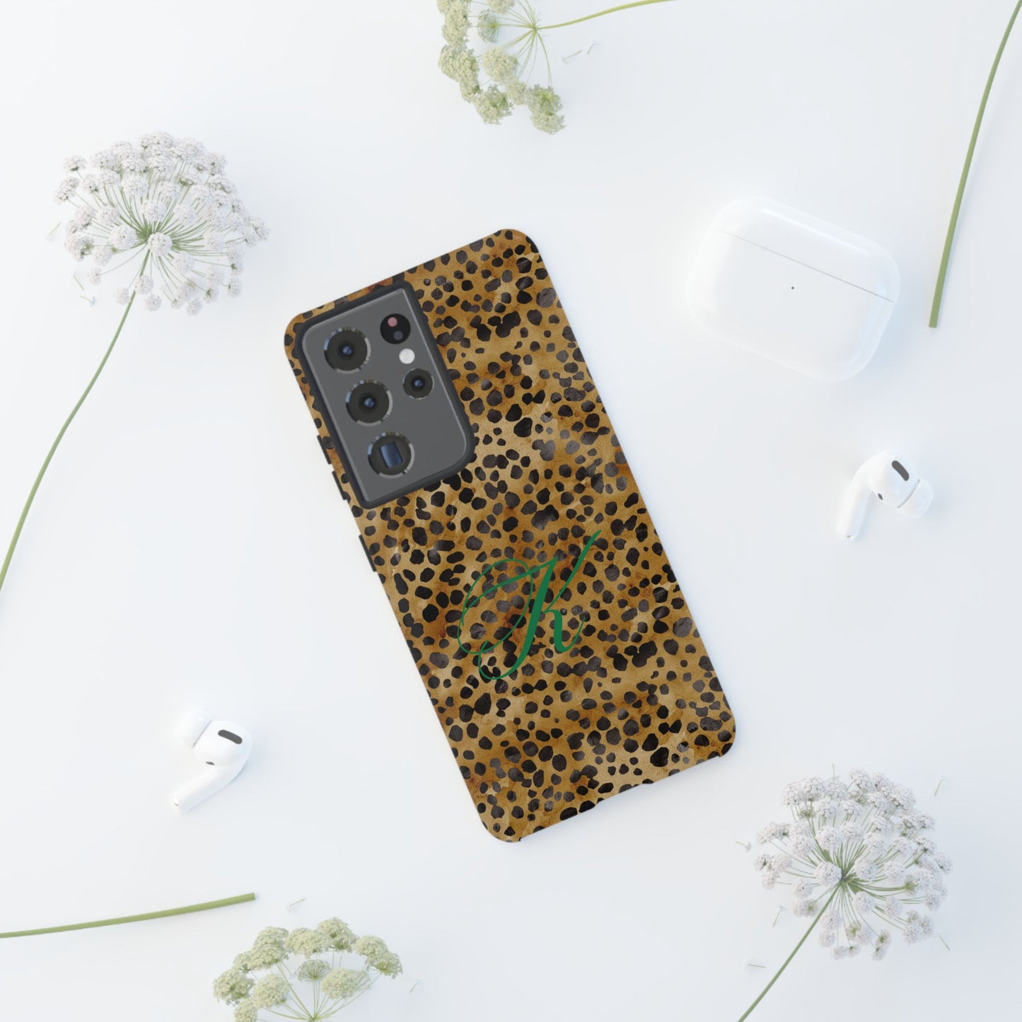 Personalized Initial Leopard Monogram Tough Case