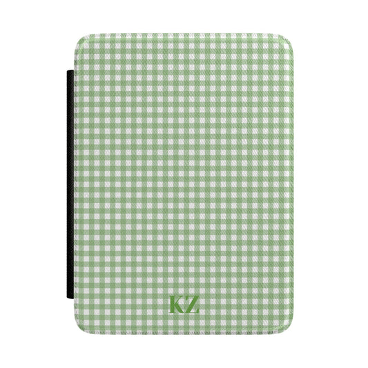 Custom Green Gingham Kindle Case
